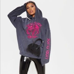 Grey Worldwide Slogan Hoodie